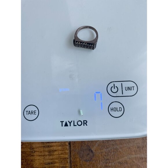 Vintage 925 Sterling Silver Art Deco Marcasite Onyx Ring Sz 8 Tramp Art Nouveau - Picture 6 of 6